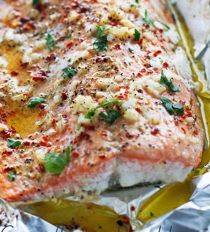 GARLIC BUTTER BAKED SALMON IN FOIL | Close Harbour Seafood